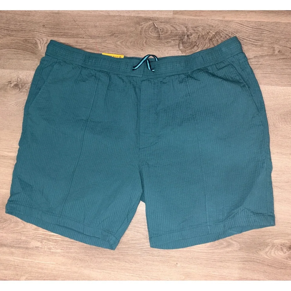 Houston White Target Teal Green Pull On Shorts XXL Textured Cotton Wide Leg